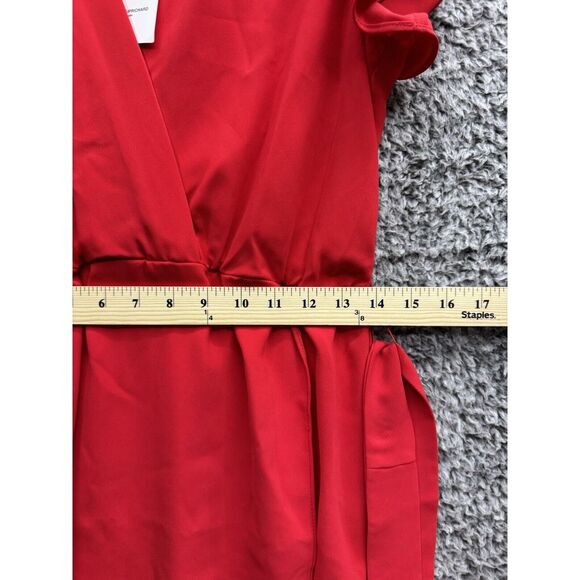 Amanda Uprichard Martinique Dress Red Midi Tulip V Neck Ruffle Sleeve NWT Small - Picture 7 of 9